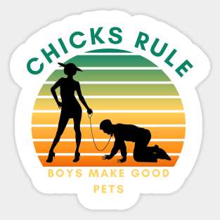Chicks Rule Boys Make Good Pets Humor Female Empowerment Feminism Sticker